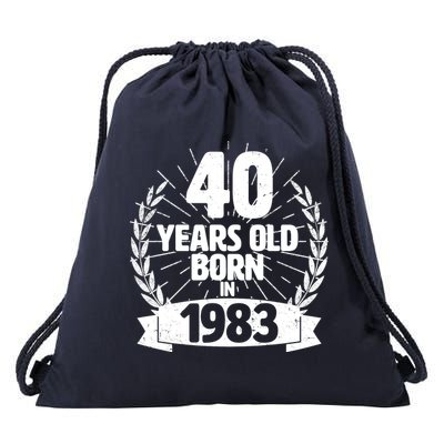 Vintage Wreath 40 Years Old Born In 1983 Birthday Drawstring Bag