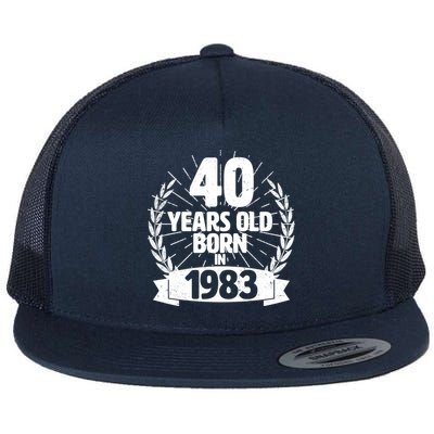 Vintage Wreath 40 Years Old Born In 1983 Birthday Flatbill Hat