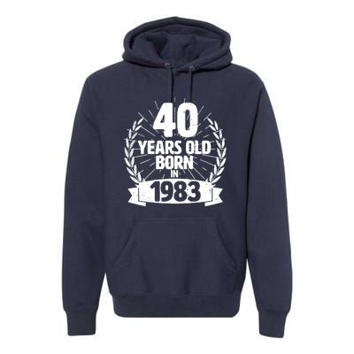 Vintage Wreath 40 Years Old Born In 1983 Birthday Premium Hoodie