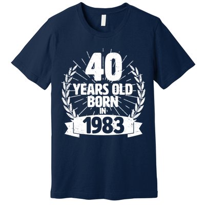Vintage Wreath 40 Years Old Born In 1983 Birthday Premium T-Shirt