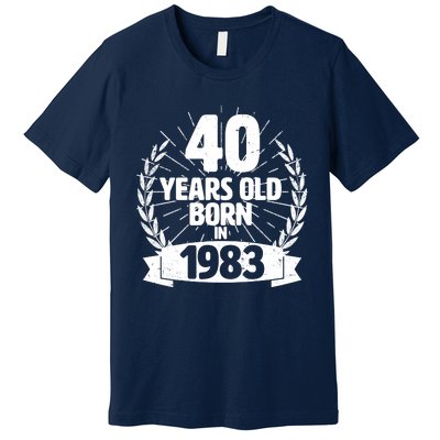 Vintage Wreath 40 Years Old Born In 1983 Birthday Premium T-Shirt