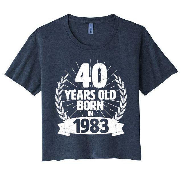 Vintage Wreath 40 Years Old Born In 1983 Birthday Crop Top