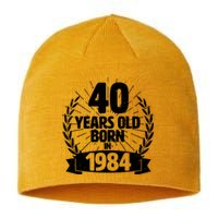 Vintage Wreath 40 Years Old Born In 1984 Birthday Sustainable Beanie