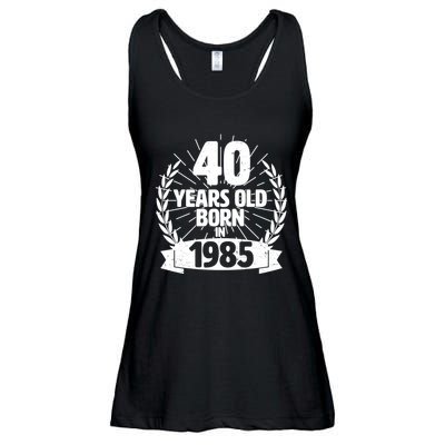 Vintage Wreath 40 Years Old Born In 1985 Birthday Ladies Essential Flowy Tank