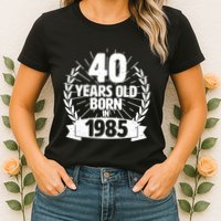 Vintage Wreath 40 Years Old Born In 1985 Birthday Womens T-Shirt
