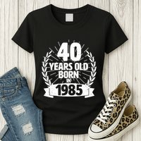 Vintage Wreath 40 Years Old Born In 1985 Birthday Womens T-Shirt