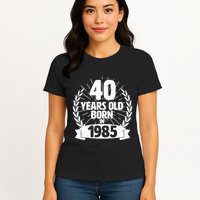 Vintage Wreath 40 Years Old Born In 1985 Birthday Womens T-Shirt