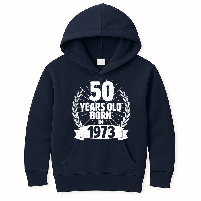 Vintage Wreath 50 Years Old Born In 1973 Birthday Kids Hoodie