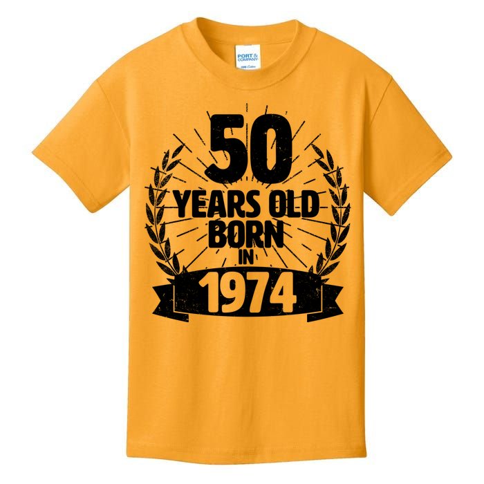 Vintage Wreath 50 Years Old Born In 1974 Birthday Kids T-Shirt