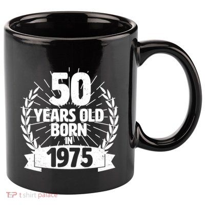 Vintage Wreath 50 Years Old Born In 1975 Birthday 11oz C Handle Ceramic Mug