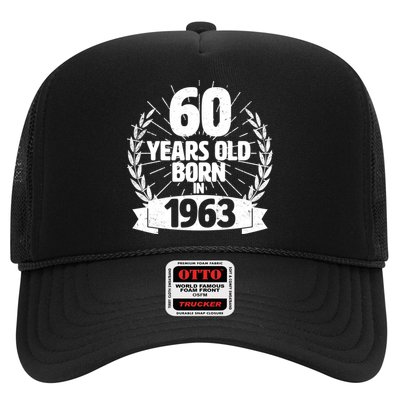 Vintage Wreath 60 Years Old Born In 1963 Birthday Trucker Hat