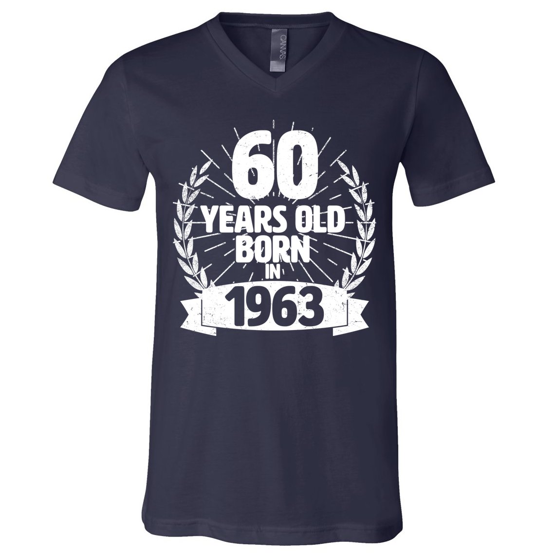 Vintage Wreath 60 Years Old Born In 1963 Birthday V-Neck T-Shirt
