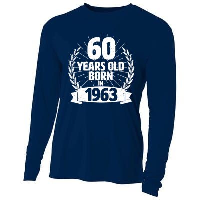 Vintage Wreath 60 Years Old Born In 1963 Birthday Cooling Performance Long Sleeve Crew