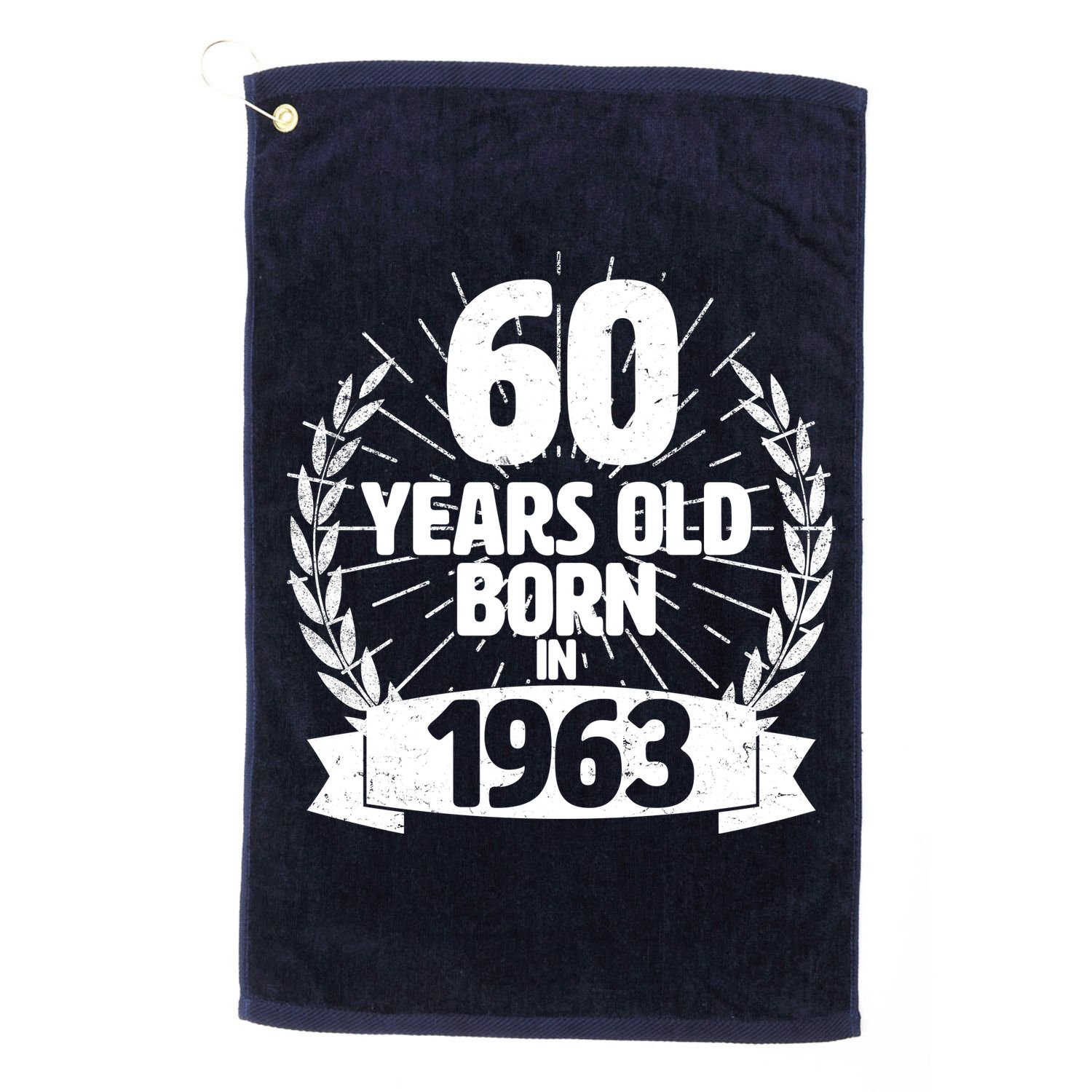 Vintage Wreath 60 Years Old Born In 1963 Birthday Golf Towel