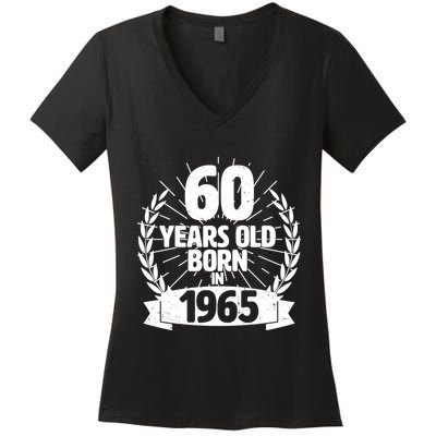 Vintage Wreath 60 Years Old Born In 1965 Birthday Women's V-Neck T-Shirt