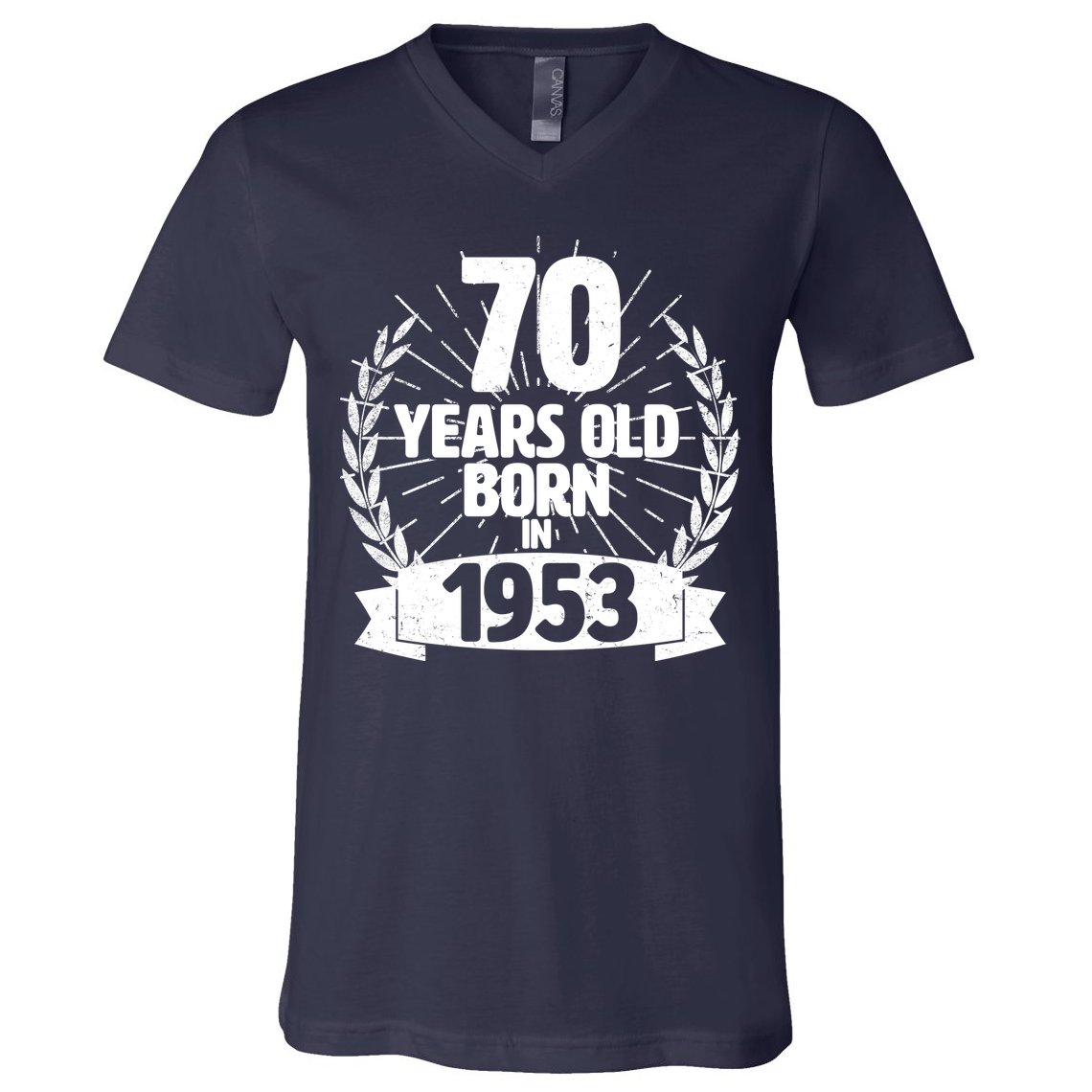 Vintage Wreath 70 Years Old Born In 1953 Birthday V-Neck T-Shirt