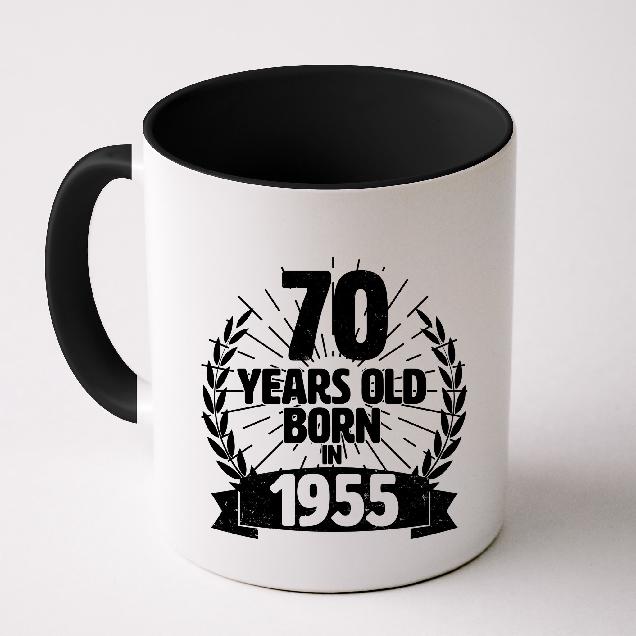 Vintage Wreath 70 Years Old Born In 1955 Birthday Mug