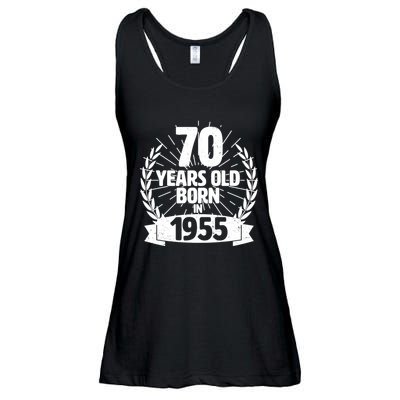 Vintage Wreath 70 Years Old Born In 1955 Birthday Ladies Essential Flowy Tank