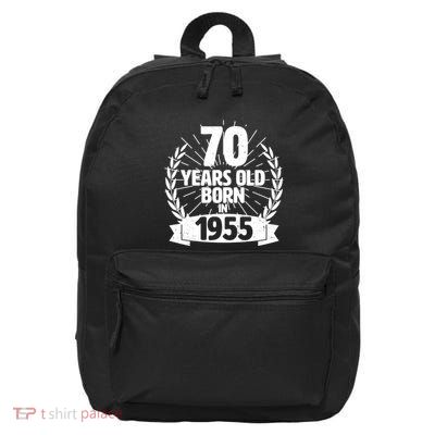 Vintage Wreath 70 Years Old Born In 1955 Birthday 16 in Basic Backpack