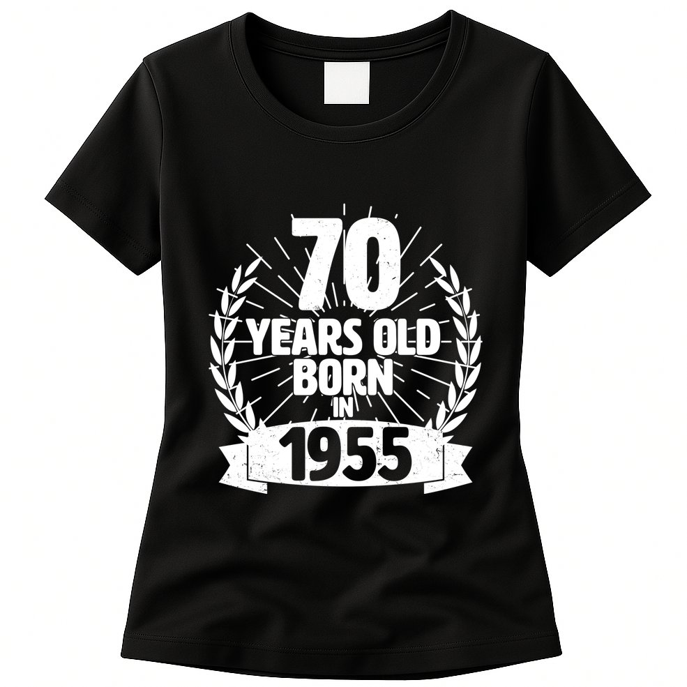 Vintage Wreath 70 Years Old Born In 1955 Birthday Womens T-Shirt