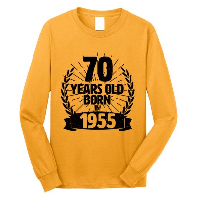 Vintage Wreath 70 Years Old Born In 1955 Birthday Long Sleeve Shirt