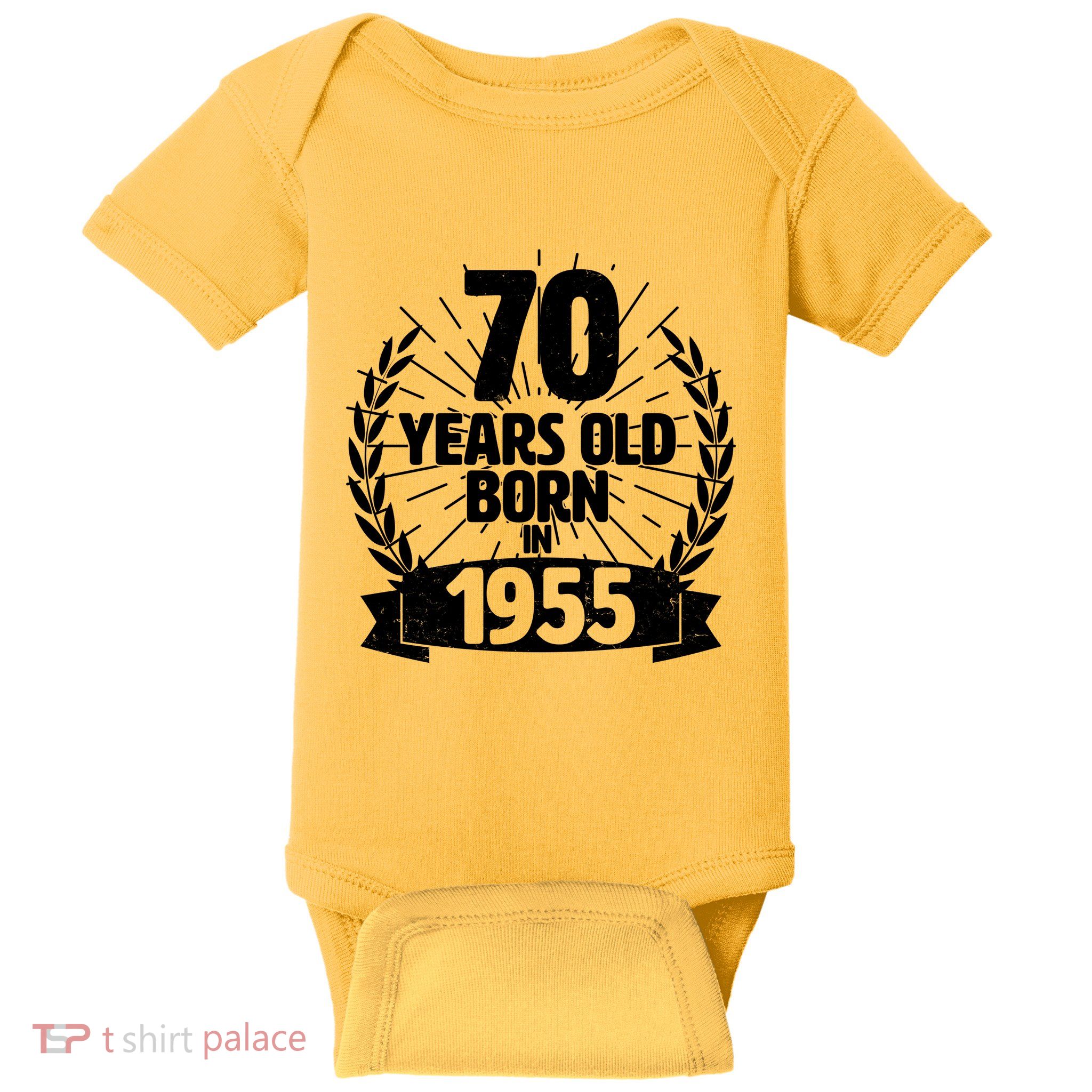 Vintage Wreath 70 Years Old Born In 1955 Birthday Baby Bodysuit
