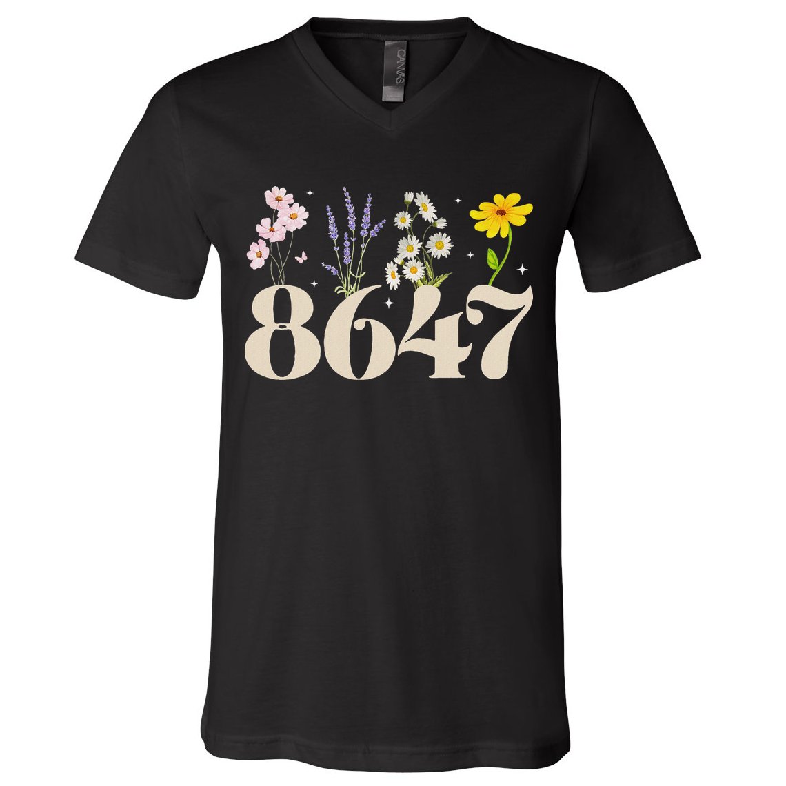 Vintage Wildflower 8647 Subtle Anti Trump Anti 86 47 Saying V-Neck T-Shirt