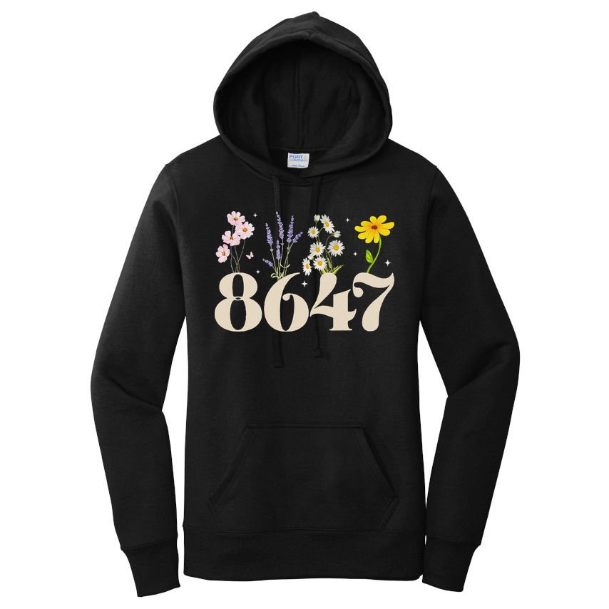 Vintage Wildflower 8647 Subtle Anti Trump Anti 86 47 Saying Women's Pullover Hoodie