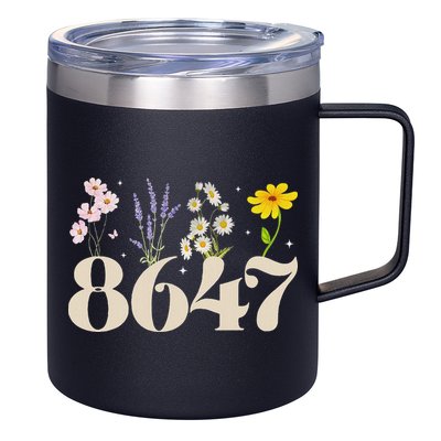 Vintage Wildflower 8647 Subtle Anti Trump Anti 86 47 Saying 12oz Stainless Steel Coffee Mug