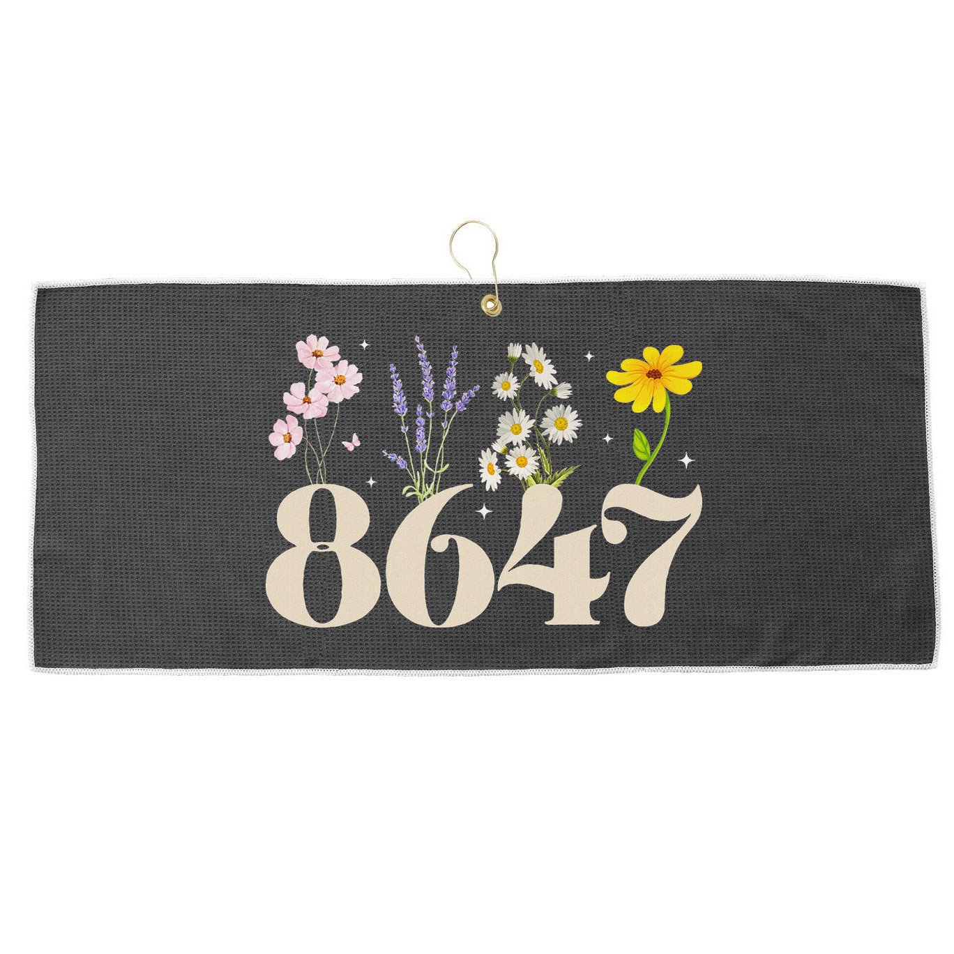 Vintage Wildflower 8647 Subtle Anti Trump Anti 86 47 Saying Large Microfiber Waffle Golf Towel