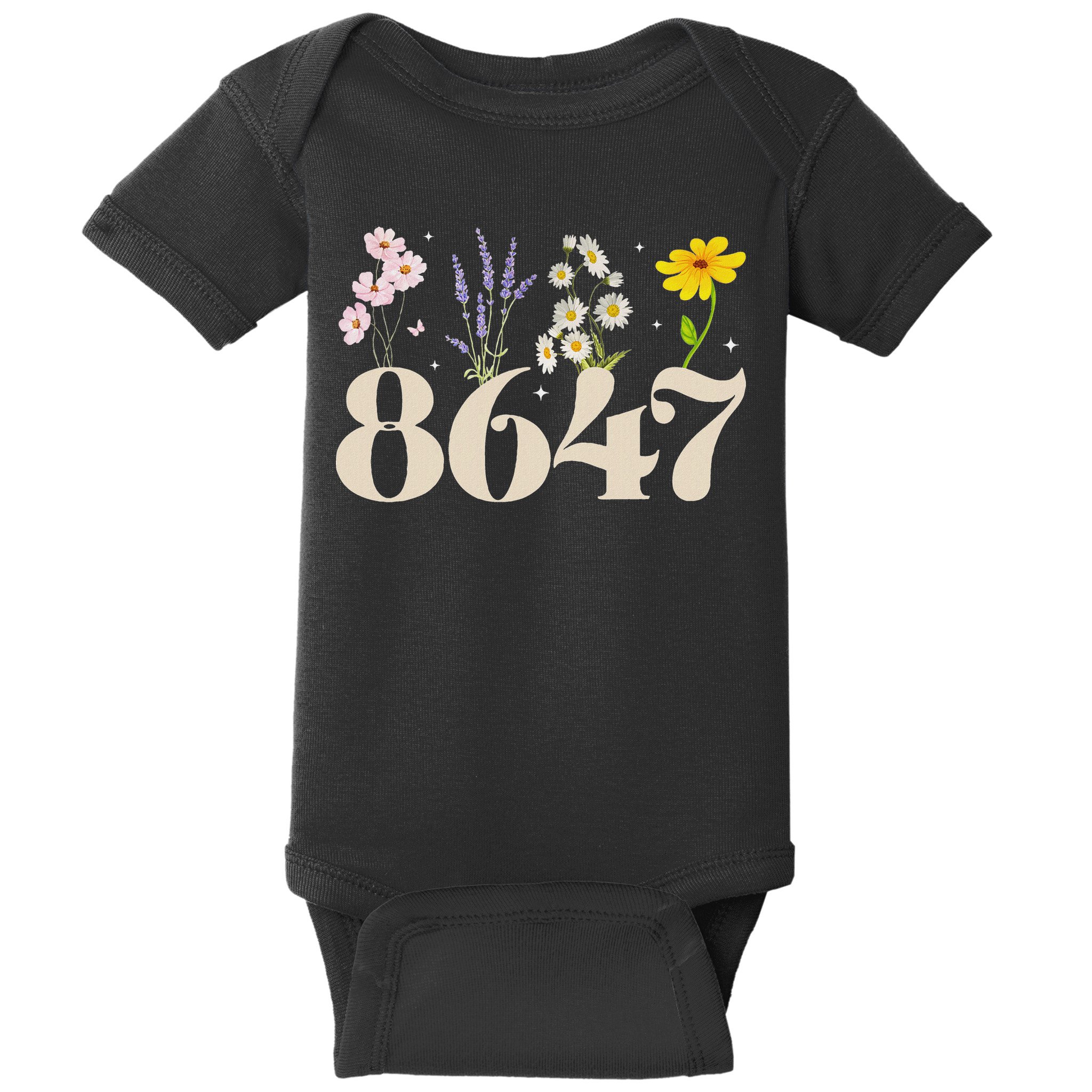 Vintage Wildflower 8647 Subtle Anti Trump Anti 86 47 Saying Baby Bodysuit