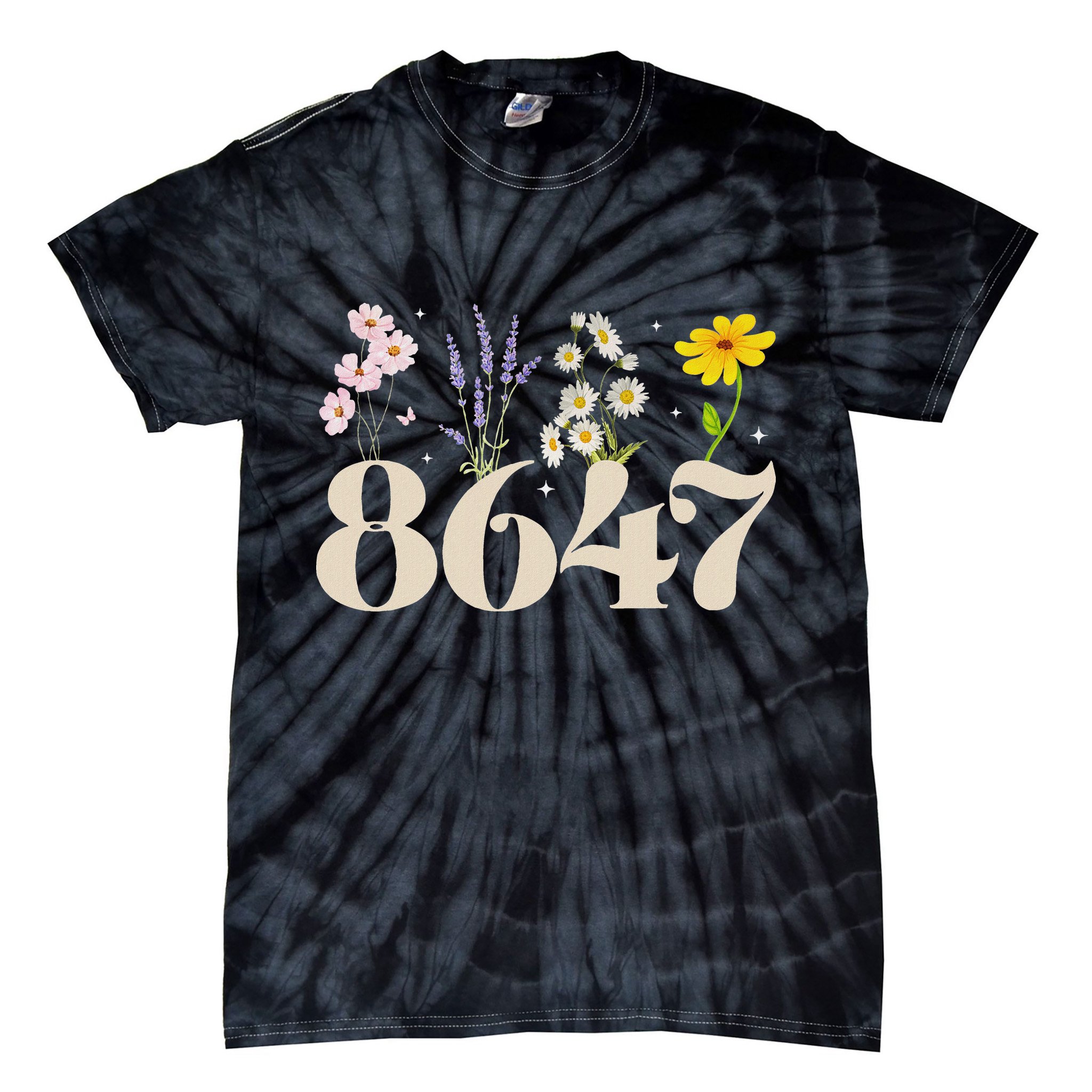Vintage Wildflower 8647 Subtle Anti Trump Anti 86 47 Saying Tie-Dye T-Shirt