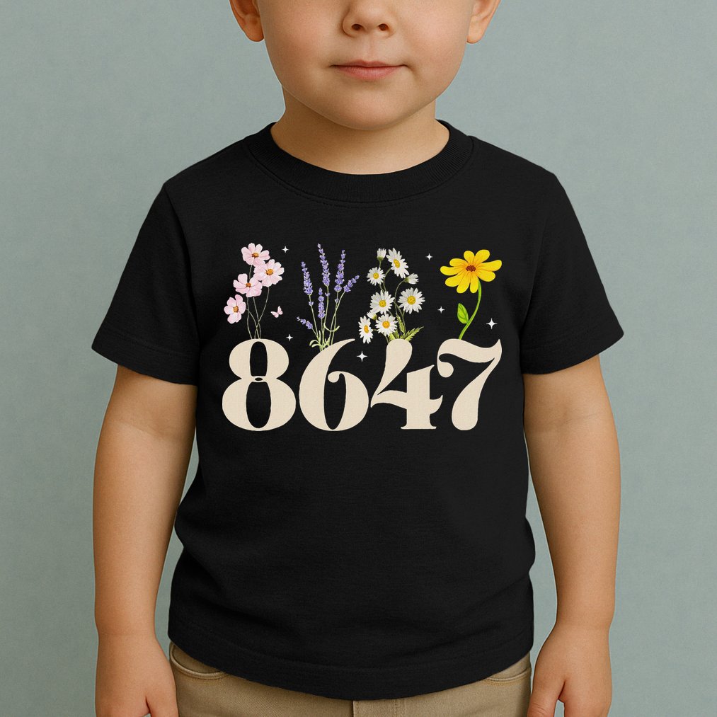 Vintage Wildflower 8647 Subtle Anti Trump Anti 86 47 Saying Toddler T-Shirt