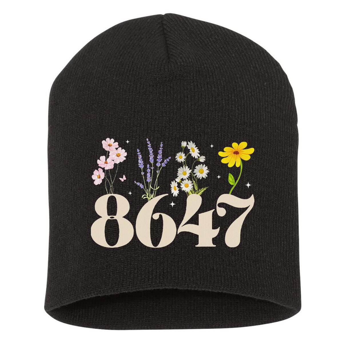 Vintage Wildflower 8647 Subtle Anti Trump Anti 86 47 Saying Short Acrylic Beanie
