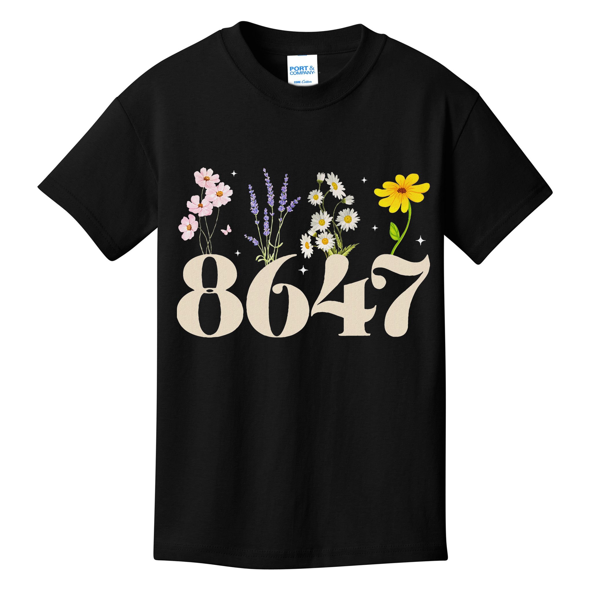 Vintage Wildflower 8647 Subtle Anti Trump Anti 86 47 Saying Kids T-Shirt
