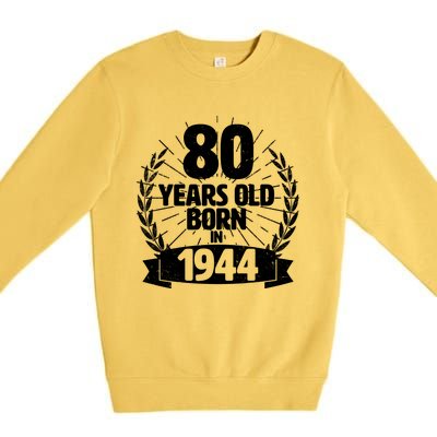 Vintage Wreath 80 Years Old Born In 1944 Birthday Premium Crewneck Sweatshirt