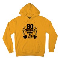 Vintage Wreath 80 Years Old Born In 1944 Birthday Hoodie