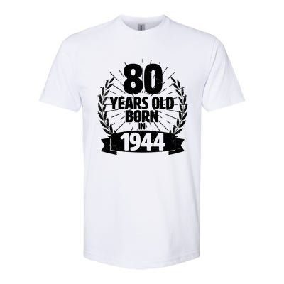 Vintage Wreath 80 Years Old Born In 1944 Birthday Softstyle CVC T-Shirt