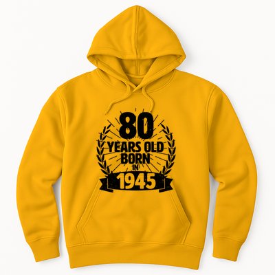 Vintage Wreath 80 Years Old Born In 1945 Birthday Hoodie