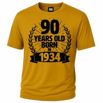 Vintage Wreath 90 Years Old Born In 1934 Birthday Cooling Performance Crew T-Shirt