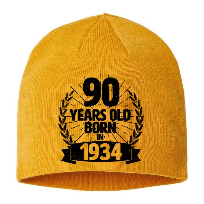 Vintage Wreath 90 Years Old Born In 1934 Birthday Sustainable Beanie