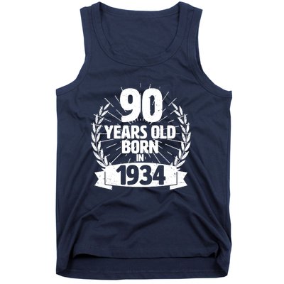 Vintage Wreath 90 Years Old Born In 1934 Birthday Tank Top