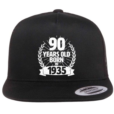 Vintage Wreath 90 Years Old Born In 1935 Birthday Flatbill Hat