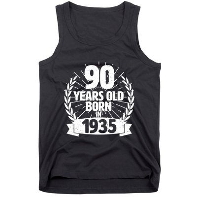 Vintage Wreath 90 Years Old Born In 1935 Birthday Tank Top
