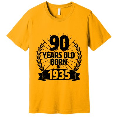 Vintage Wreath 90 Years Old Born In 1935 Birthday Premium T-Shirt