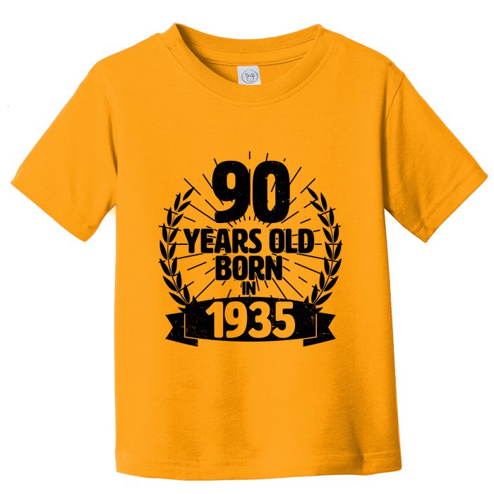 Vintage Wreath 90 Years Old Born In 1935 Birthday Toddler T-Shirt