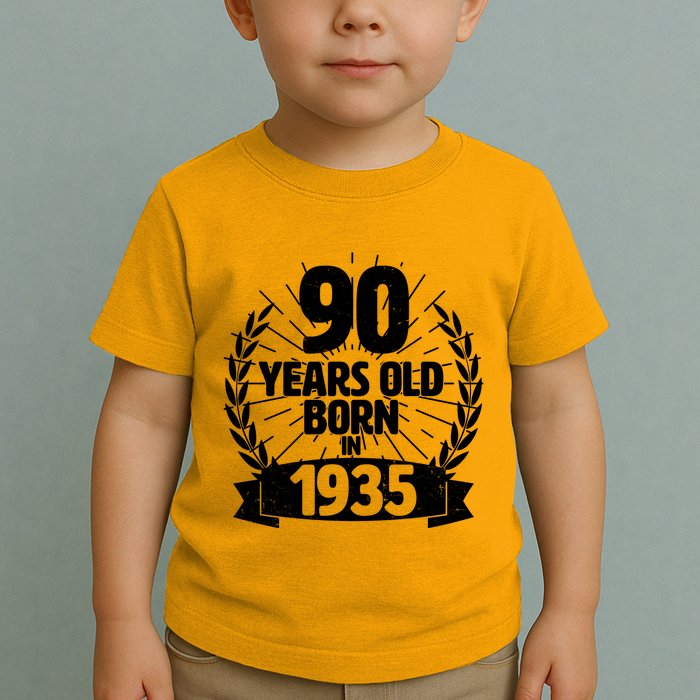 Vintage Wreath 90 Years Old Born In 1935 Birthday Toddler T-Shirt