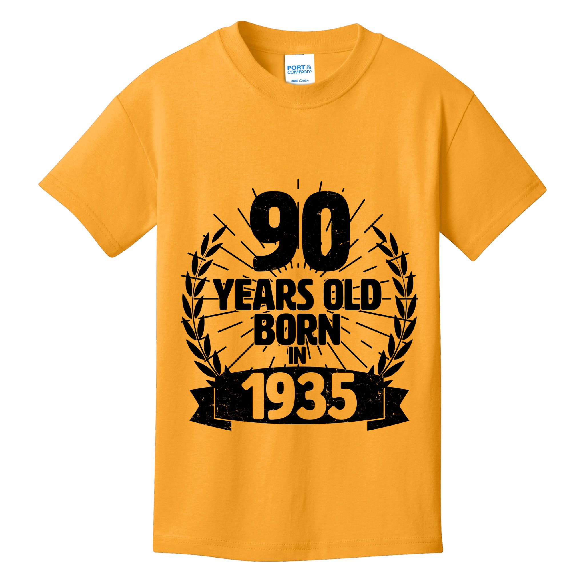 Vintage Wreath 90 Years Old Born In 1935 Birthday Kids T-Shirt