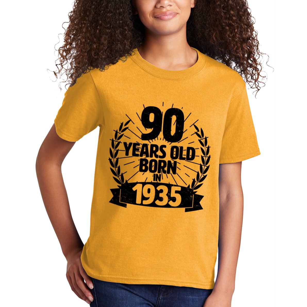 Vintage Wreath 90 Years Old Born In 1935 Birthday Kids T-Shirt