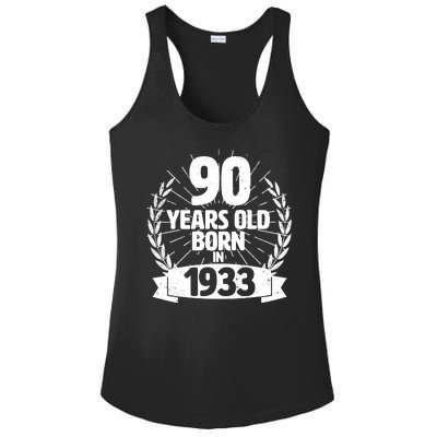 Vintage Wreath 90 Years Old Born In 1933 Birthday Ladies PosiCharge Competitor Racerback Tank